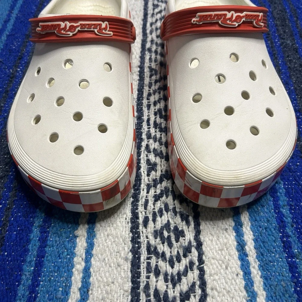 Crocs Disney Toy Story Pizza Planet Clog Shoes Mens 9 Womens 11 Red White Pixar